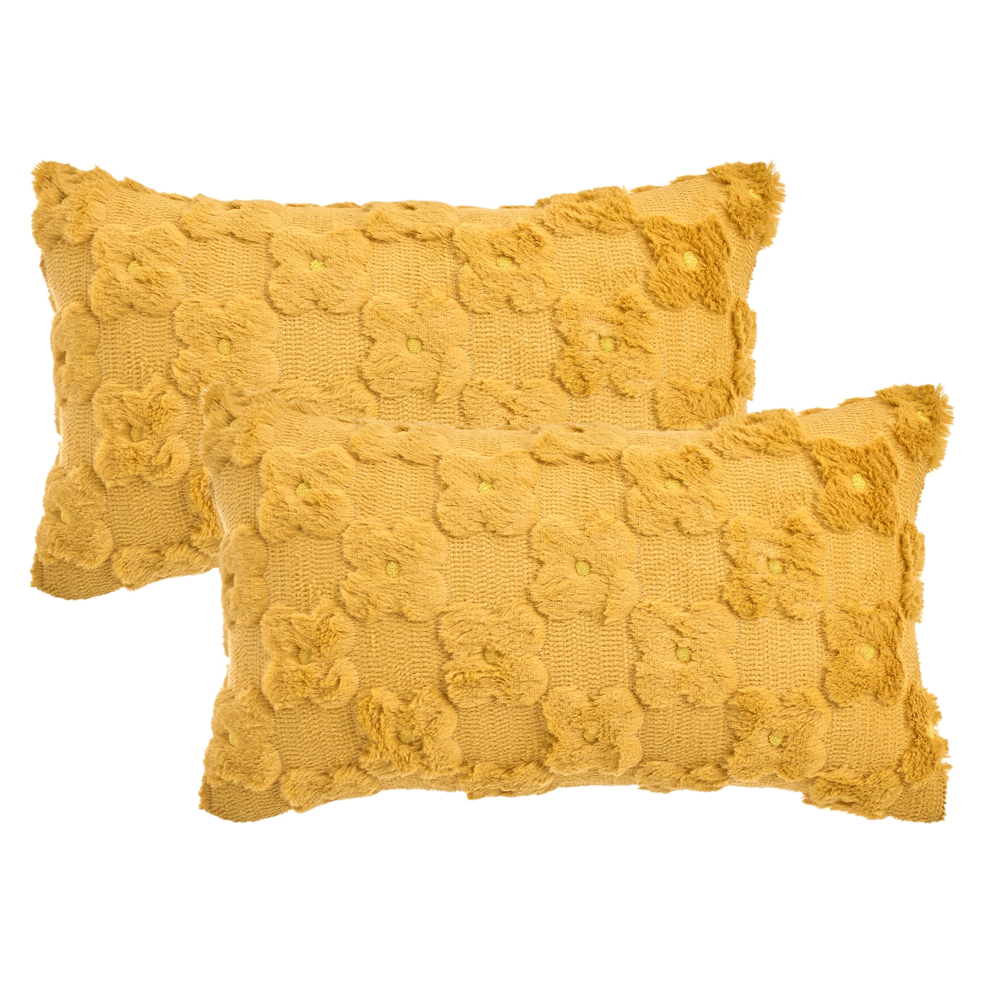 Unique Bargains Cute Daisy Embroidery Pillow Covers Pack of 2 Ginger 20" x 12"