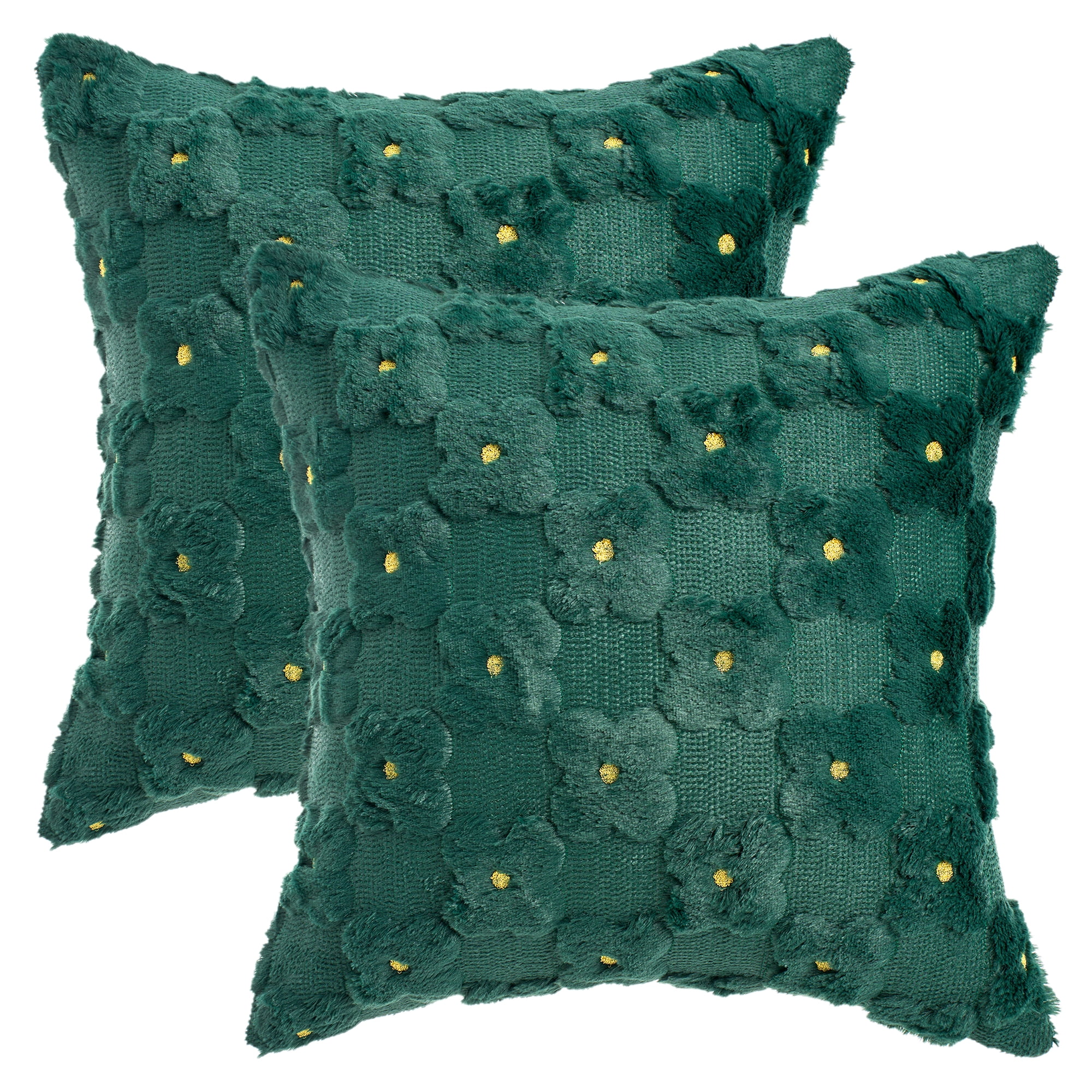 Unique Bargains Cute Daisy Embroidery Pillow Covers Pack of 2 Green 18" x 18"