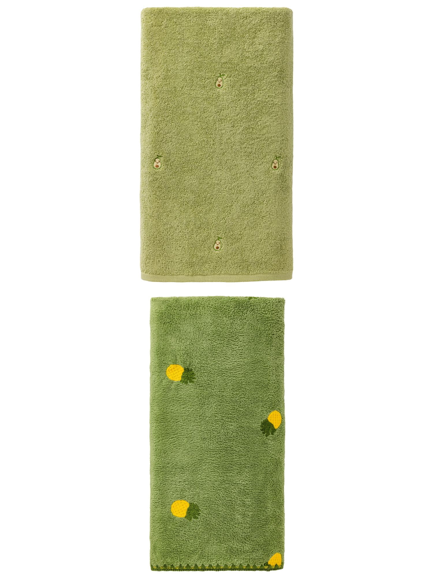 Unique Bargains Cute Fade Bath Towel 2 Pack Avocado Green/Green 55" x 28"