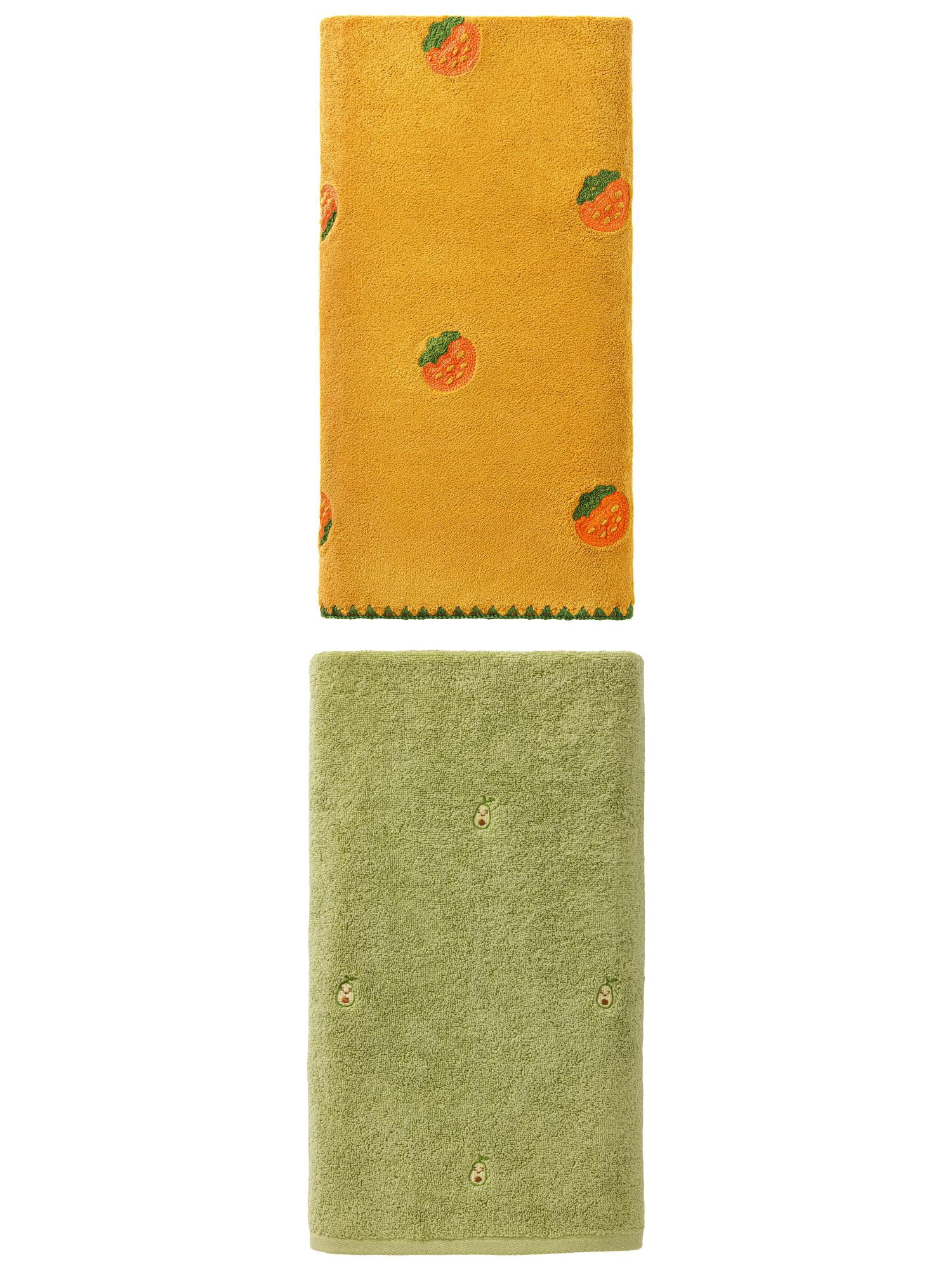 Unique Bargains Cute Fade Bath Towel 2 Pack Avocado Green/Yellow 55" x 28"