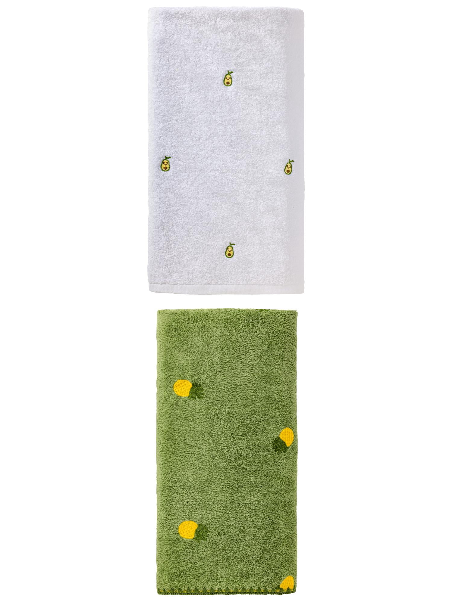 Unique Bargains Cute Fade Bath Towel 2 Pack Avocado White/Green 55" x 28"