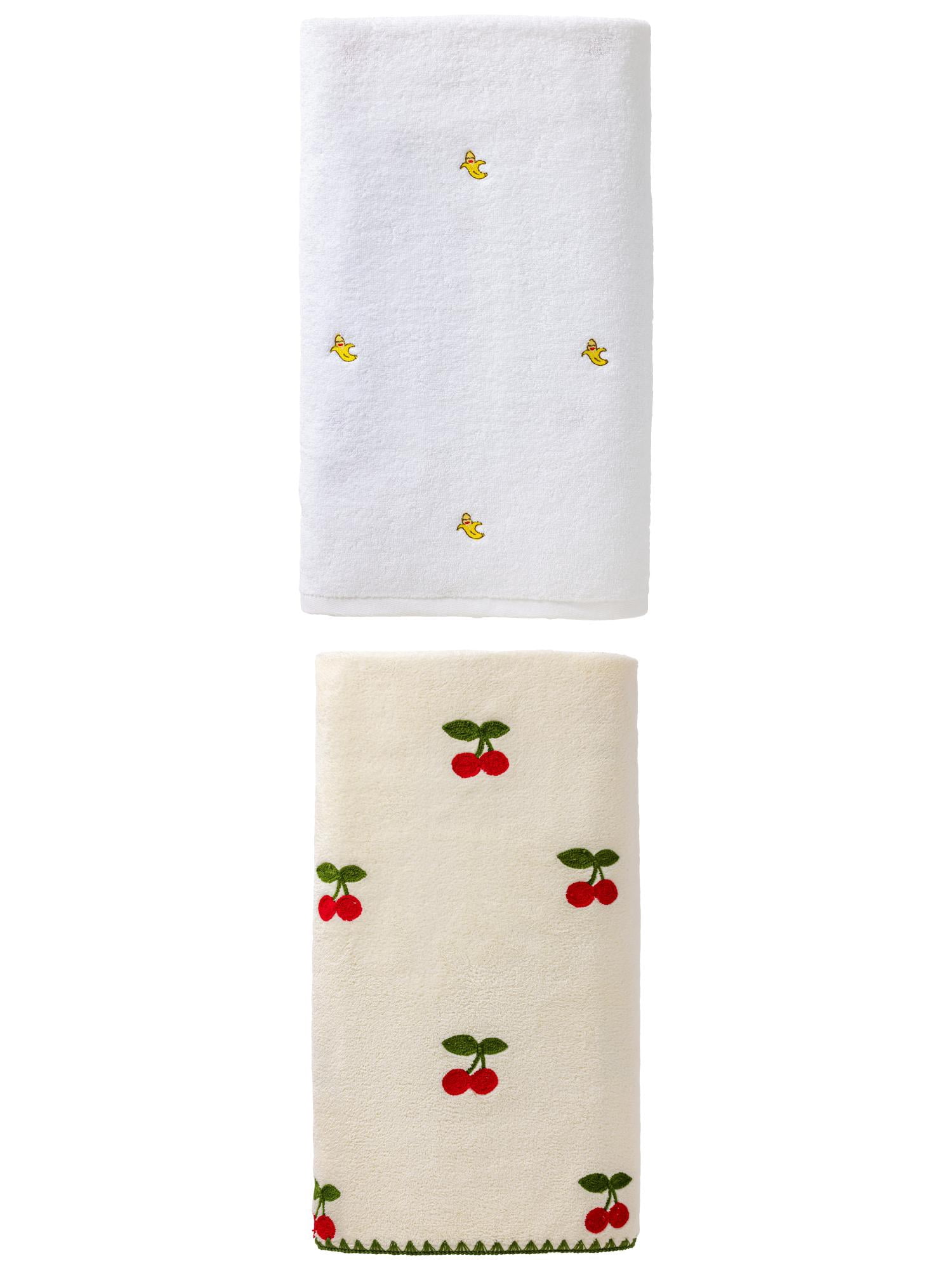Unique Bargains Cute Fade Bath Towel 2 Pack Banana White/White 55" x 28"