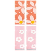 Unique Bargains Cute Floral Cotton Hand Towel 4 Pcs Pink/Orange 14" x 30"/13" x 29"