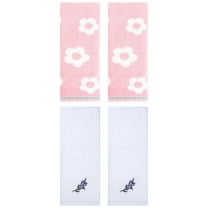 Unique Bargains Cute Floral Soft Hand Towel 4 Pcs Pink/White 14" x 30"/13" x 29"