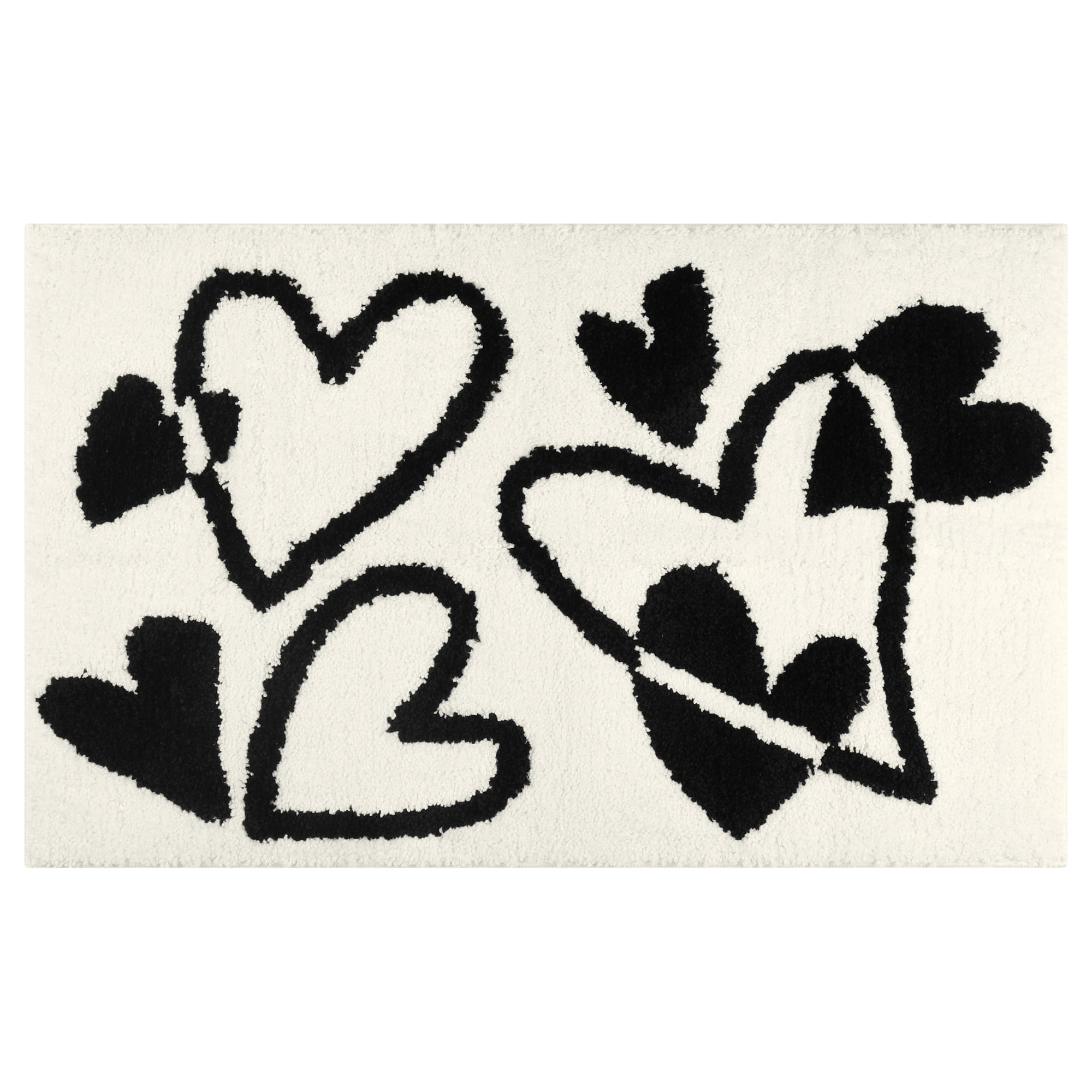 Unique Bargains Cute Heart Pattern Bath Rug Soft Non-Slip Bath Mat Absorbent Bath Carpet Beige 20" x 32"