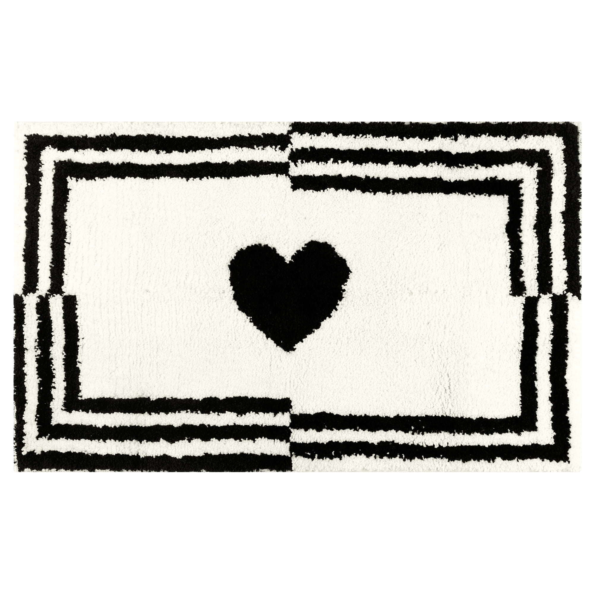 Unique Bargains Cute Heart Pattern Bath Rug Soft Non-Slip Bath Mat Absorbent Bath Carpet Beige 20" x 32"