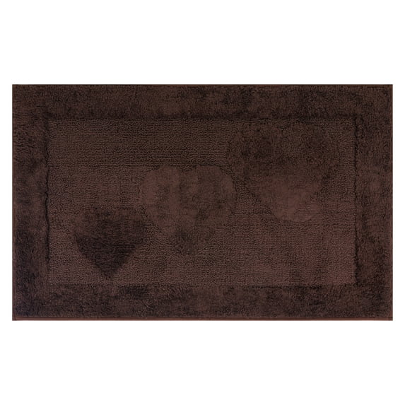 Unique Bargains Cute Heart Pattern Bath Rugs Mat Soft Absorbent Bath Rugs Brown 20" x 32"