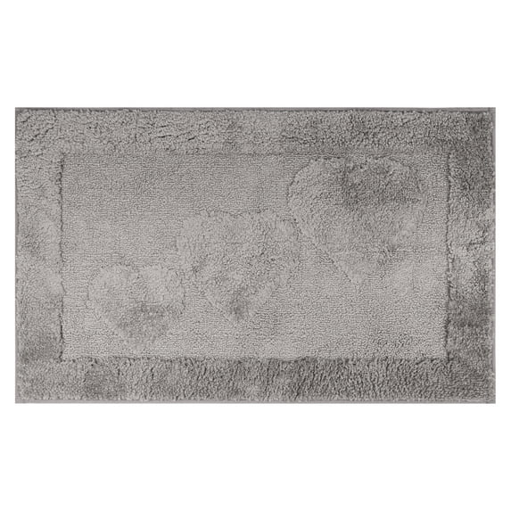 Unique Bargains Cute Heart Pattern Bath Rugs Mat Soft Absorbent Bath Rugs Grey 20" x 32"