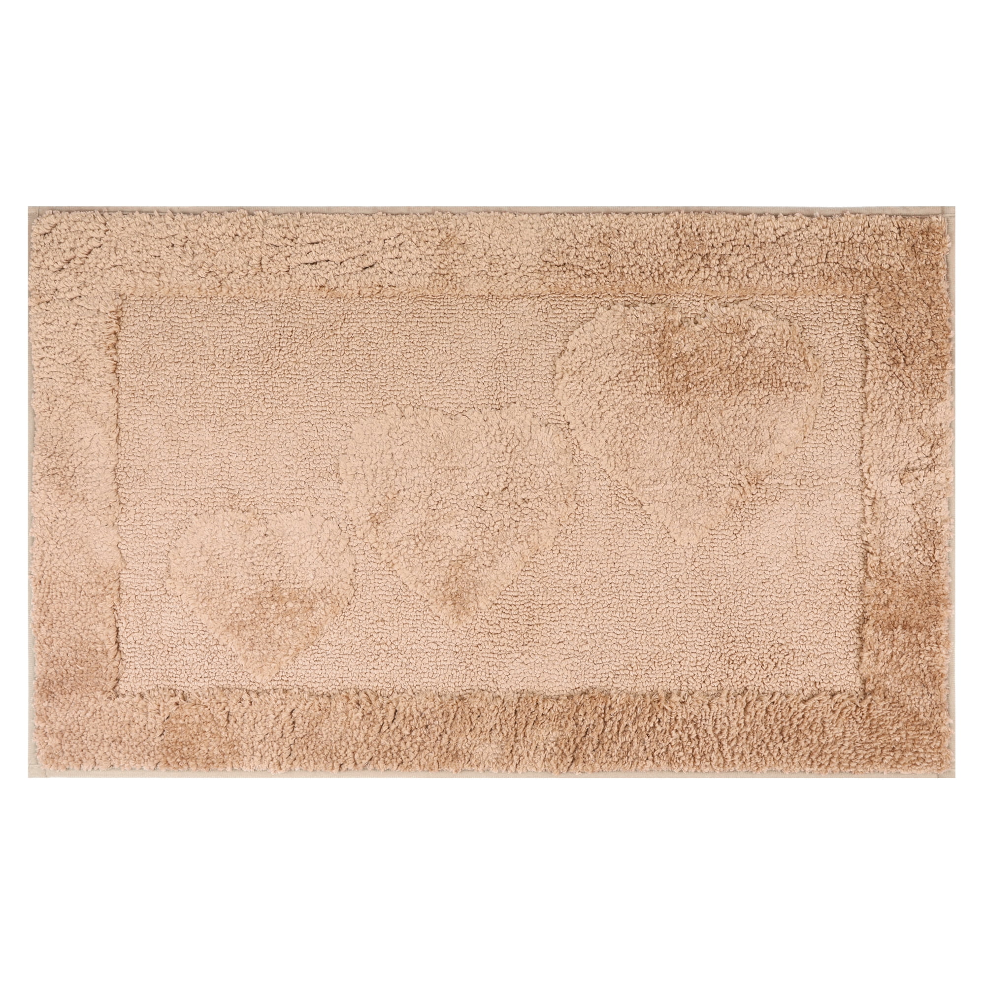 Unique Bargains Cute Heart Pattern Bath Rugs Mat Soft Absorbent Bath Rugs Khaki 20" x 32"