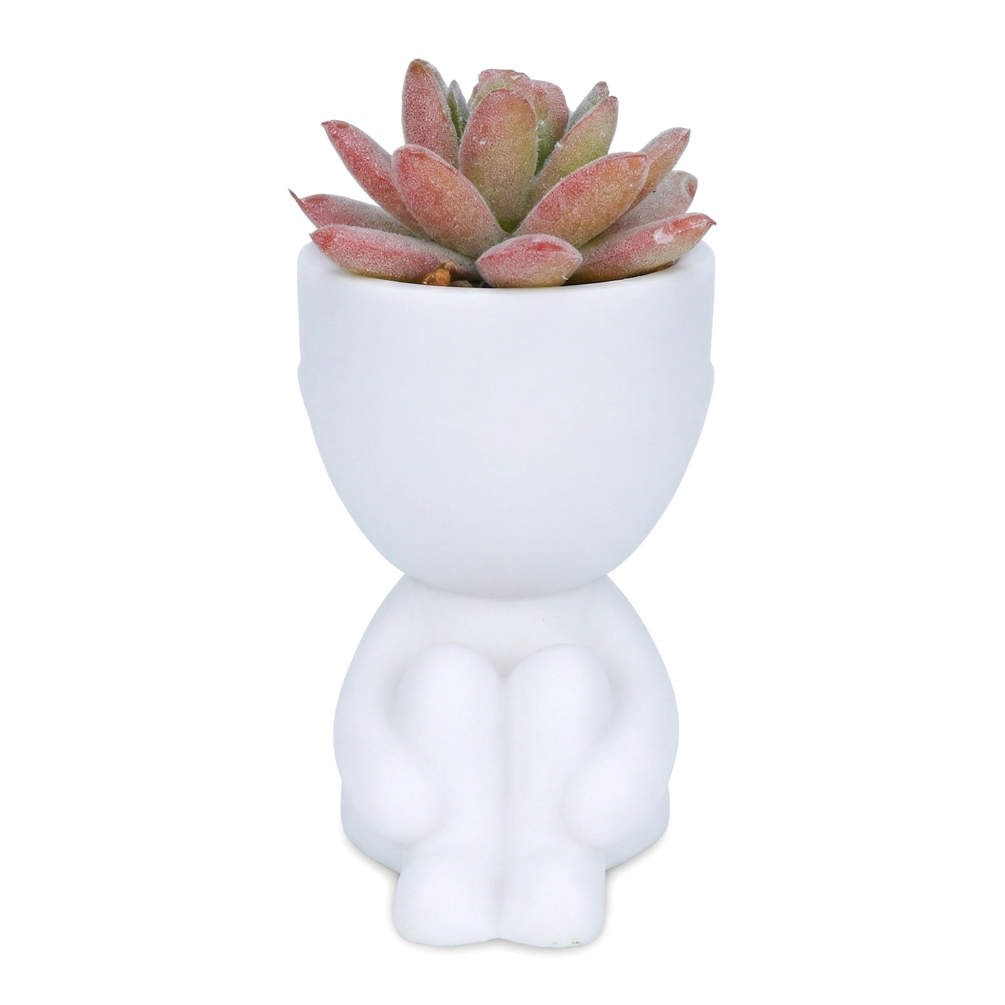 Unique Bargains Cute Humanoid Artificial Succulents 4.7" Spiky Tower Pink