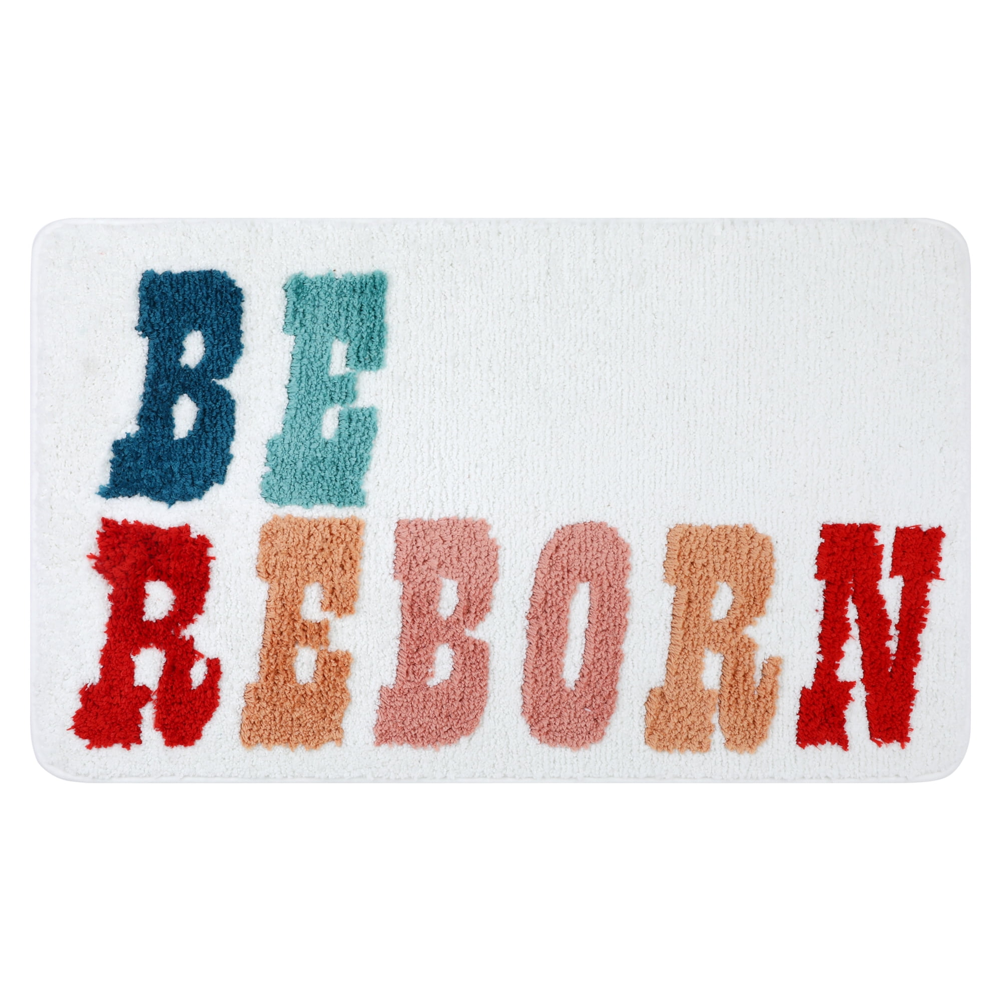 Unique Bargains Cute Letter Pattern Non-Slip Bath Rugs Soft Bath Floor Rug Beige 16" x 24"