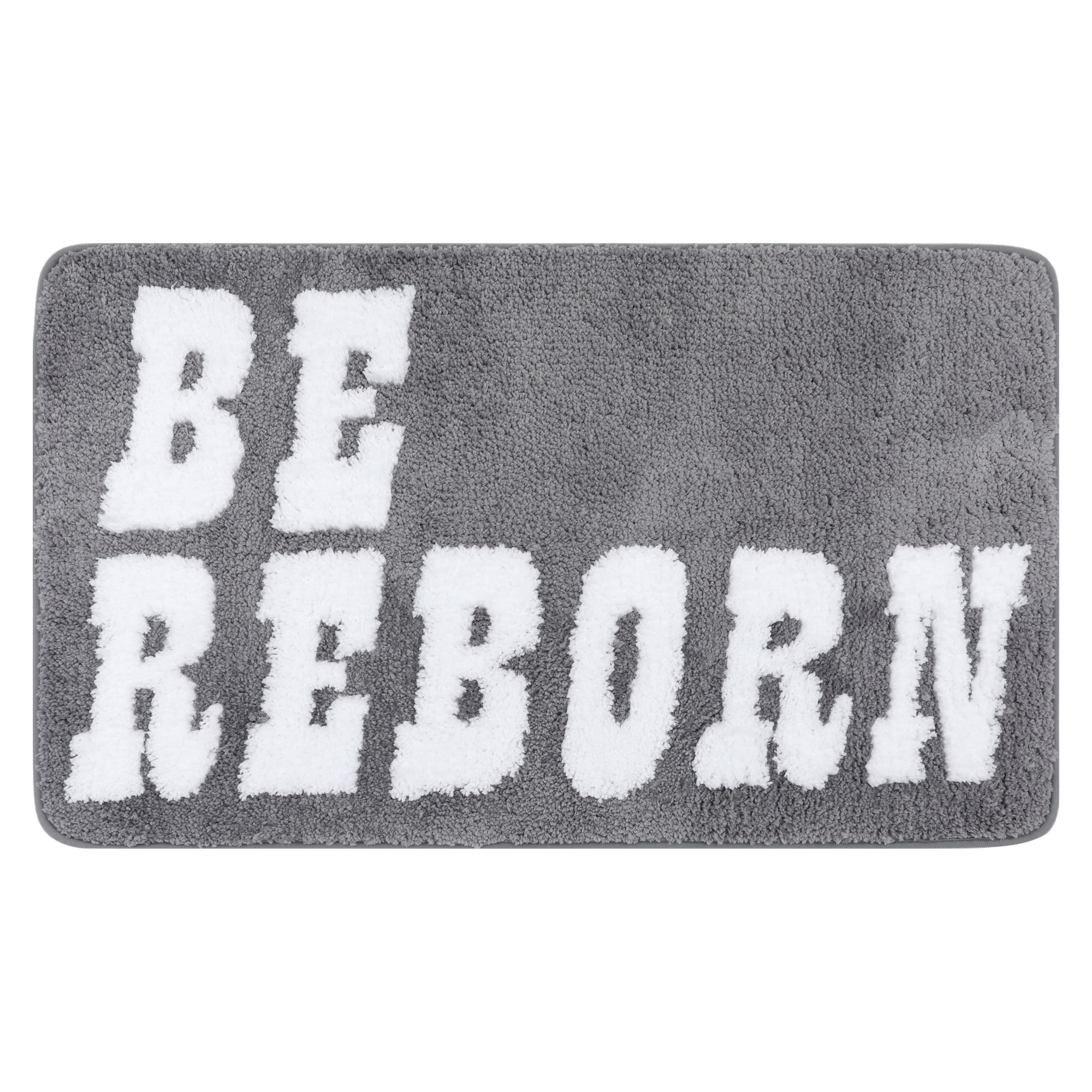 Unique Bargains Cute Letter Pattern Non-Slip Bath Rugs Soft Bath Floor Rug Grey 16" x 24"
