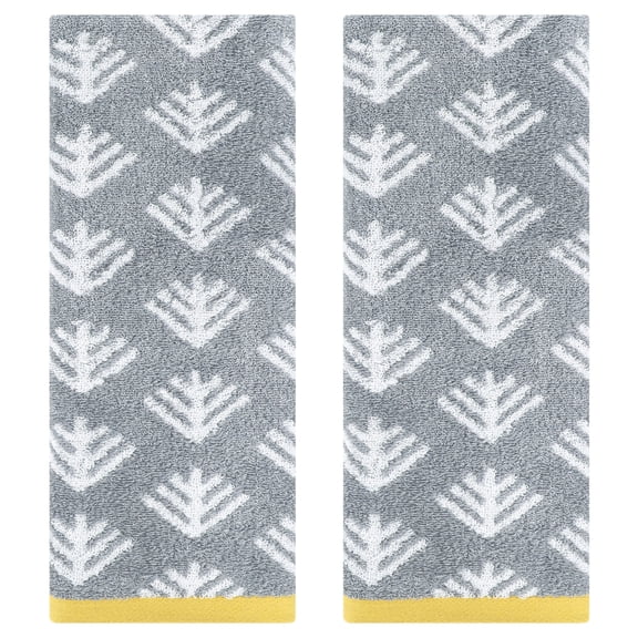 Unique Bargains Cute Pattern Cotton Hand Towel Set for Kitchen Bathroom Dark Grey 2-Piece