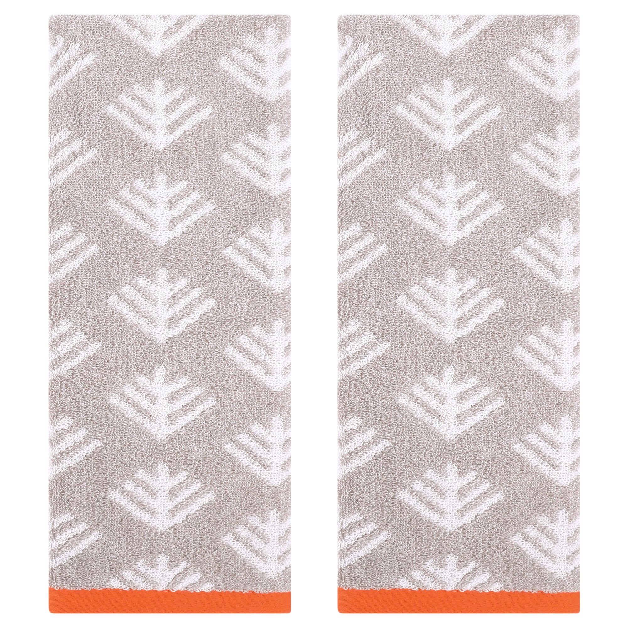 Unique Bargains Cute Pattern Cotton Hand Towel Set for Kitchen Bathroom Light Grey 2-Piece