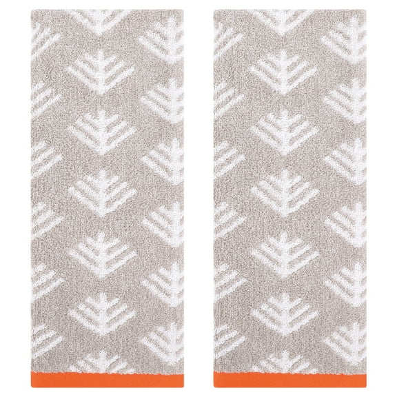 Unique Bargains Cute Pattern Cotton Hand Towel Set for Kitchen Bathroom Light Grey 2-Piece