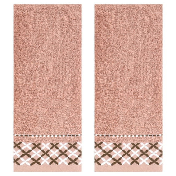 Unique Bargains Cute Pattern Decorative Hand Towel Set Brown 2-Piece