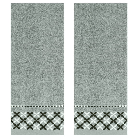 Unique Bargains Cute Pattern Decorative Hand Towel Set Grey 2-Piece