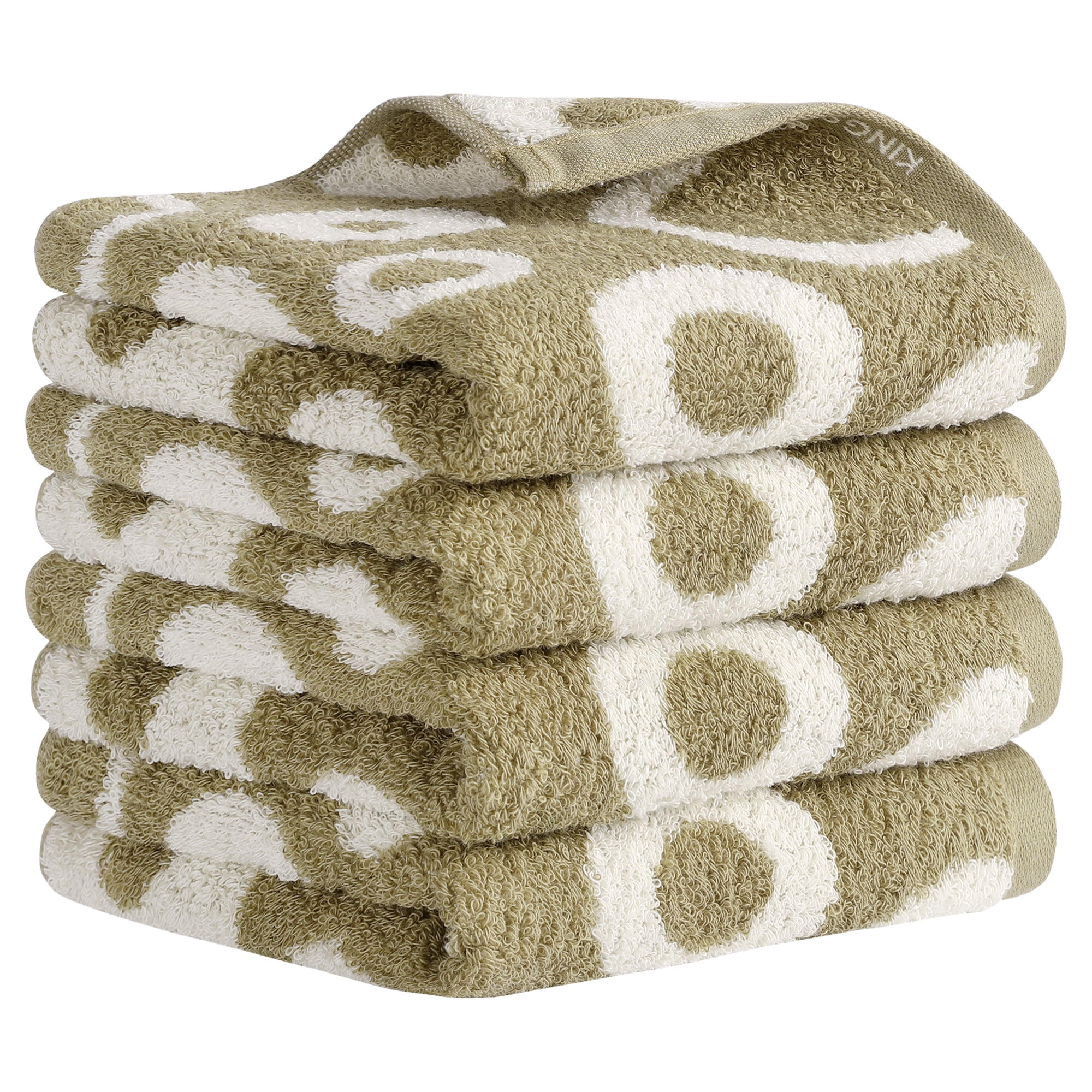 Unique Bargains Cute Round Geometric Pattern Hand Towel Cotton Kitchen Towel Brown 4-Piece