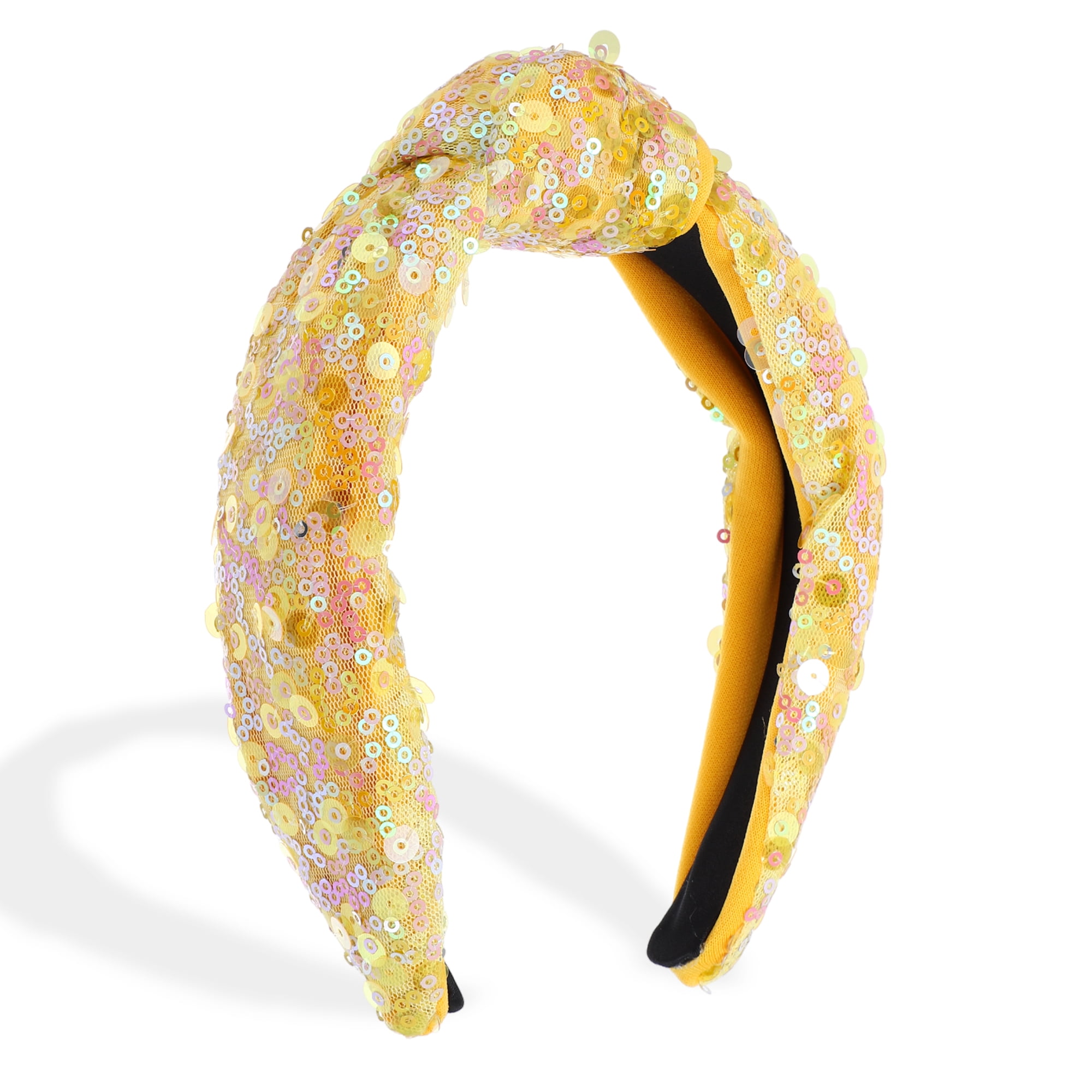 Unique Bargains Cute Sequined Hairbands for Women Yellow