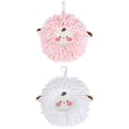 thumbnail image 1 of Unique Bargains Cute Sheep Chenille Hanging Hand Towel for Bathroom White/Pink 6" x 6", 1 of 6