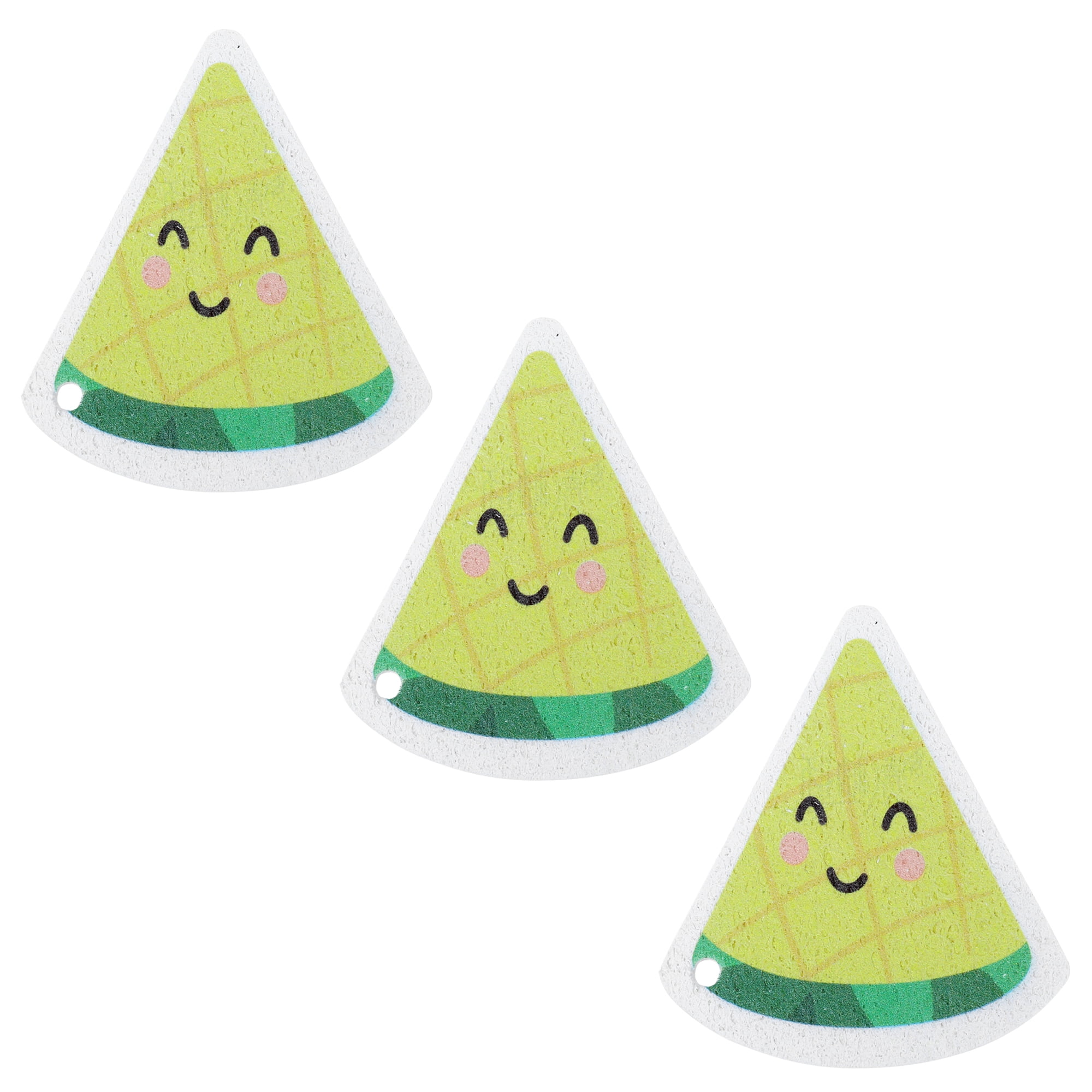 Unique Bargains Cute Sponge Scrubber Cellulose Cleaning Sponges for Kitchen Yellow 3 Pack