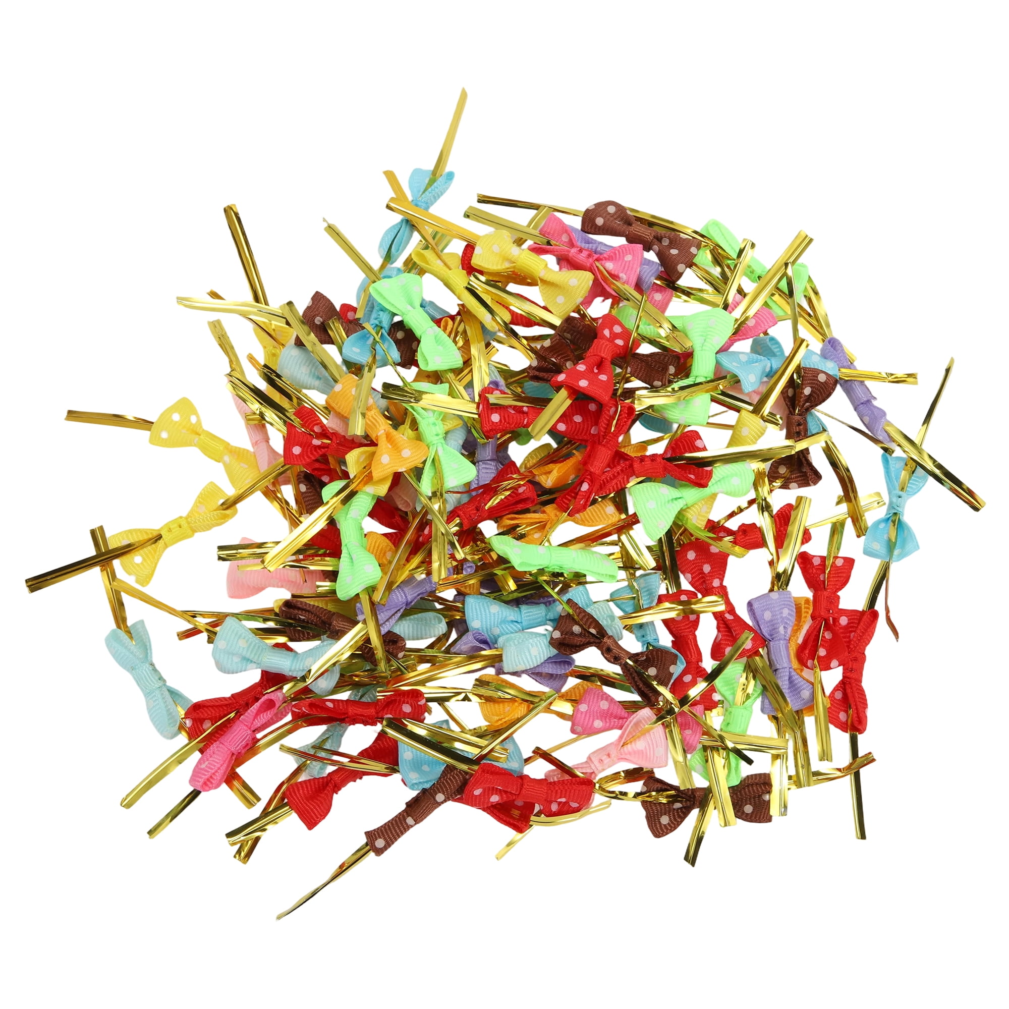 Unique Bargains Cute Twist Tie Bows in Mixed Colors 100pcs for Crafting Gift Packaging