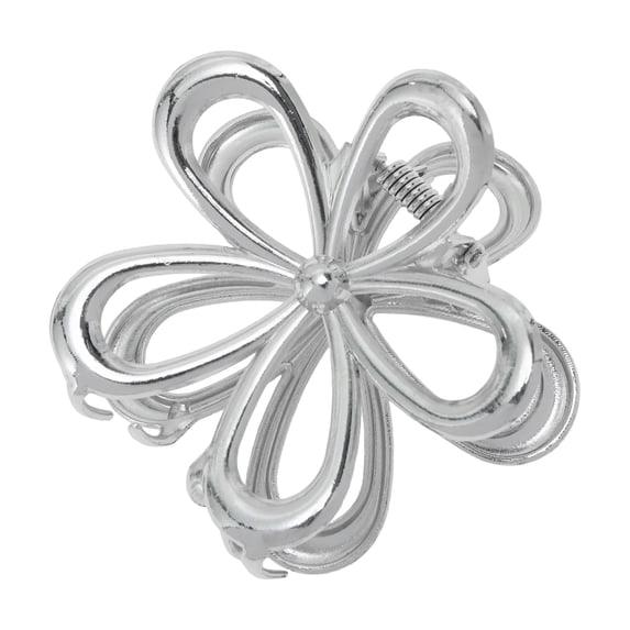 Unique Bargains Cutout Flower Claw Clip Special Occasions Silver Tone