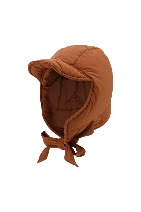 Cycling Hat Keep Warm Ear Protection Hard Hat Liner Down Cotton Brick Red 11.02"x10.24" 1 Pc