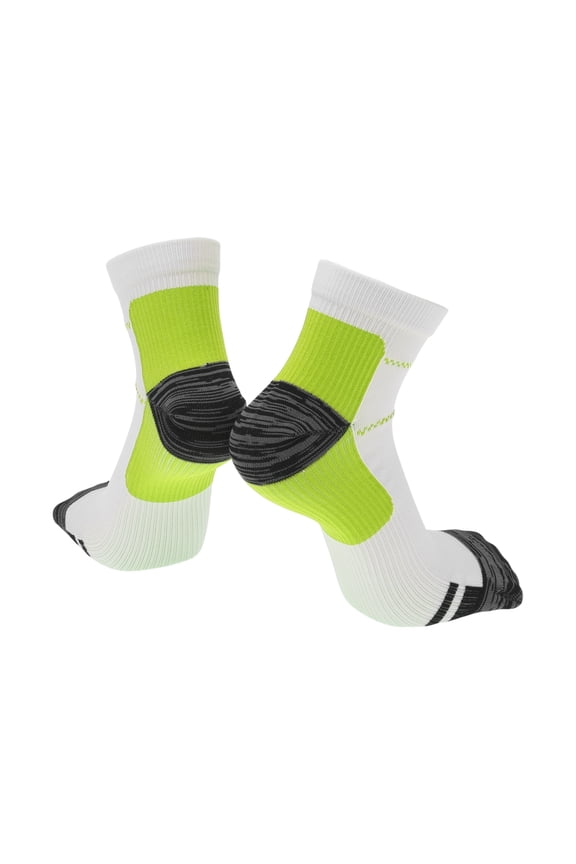 Cycling Socks Anti-Friction Shock Absorption Outdoor Bike Socks Green White Size XL Neutral and Universal 1 Pair Color Matching