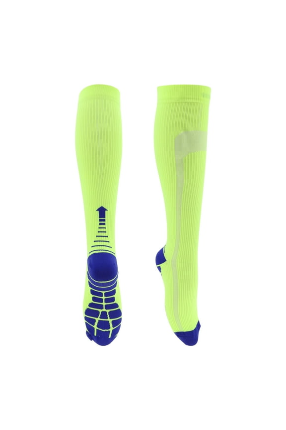 Cycling Socks Anti Slip Sweat Absorb Anti Friction Outdoor Bike Socks Blue Fluorescent Yellow Size L-XL Neutral Unisex 1 Pair