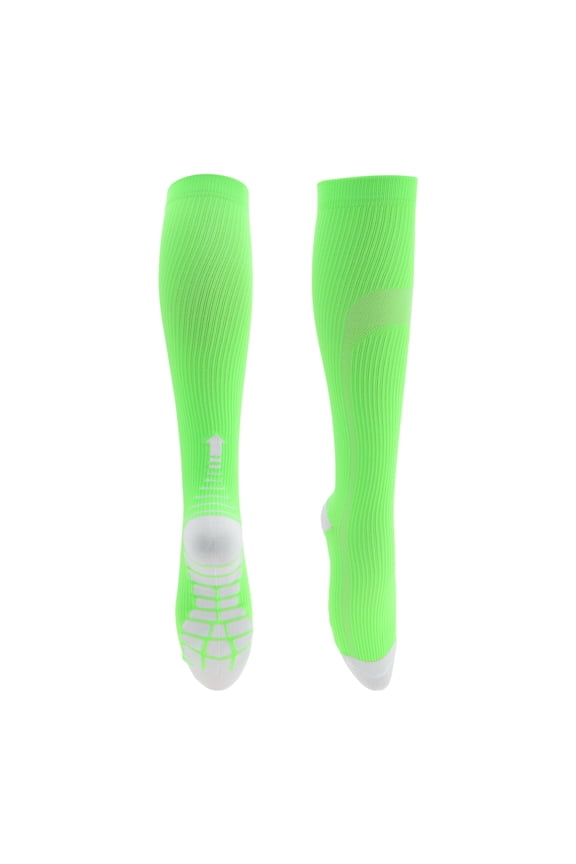 Cycling Socks Anti Slip Sweat Absorb Anti Friction Outdoor Bike Socks Grey Fluorescent Green Size L-XL Neutral Unisex 1 Pair