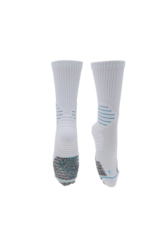 Cycling Socks Quick-Drying Non-Slip Sweat-Absorbent Anti-Friction Outdoor Bike Socks White Blue Size l Neutral and Universal Striation