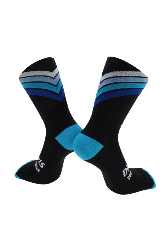 Cycling Socks Quick-Drying Non-Slip Sweat-Absorbent Outdoor Bike Socks Black Blue Size l Neutral and Universal 1 Pair Color Stripes