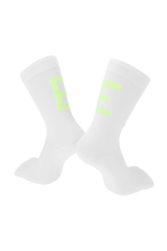 Cycling Socks Quick-DryingSweat-Absorbent Anti-Friction Outdoor Bike Socks White Size l Neutral and Universal 1 Pair Luminous Letter E