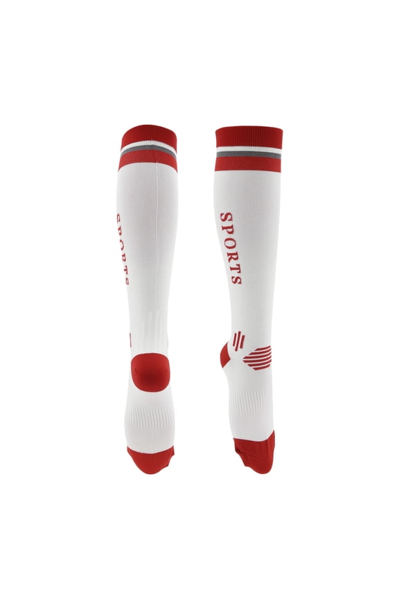 Cycling Socks Sweat Absorb Anti Friction Outdoor Bike Socks White Red Size S-M Neutral Unisex 1 Pair Letter Stripes