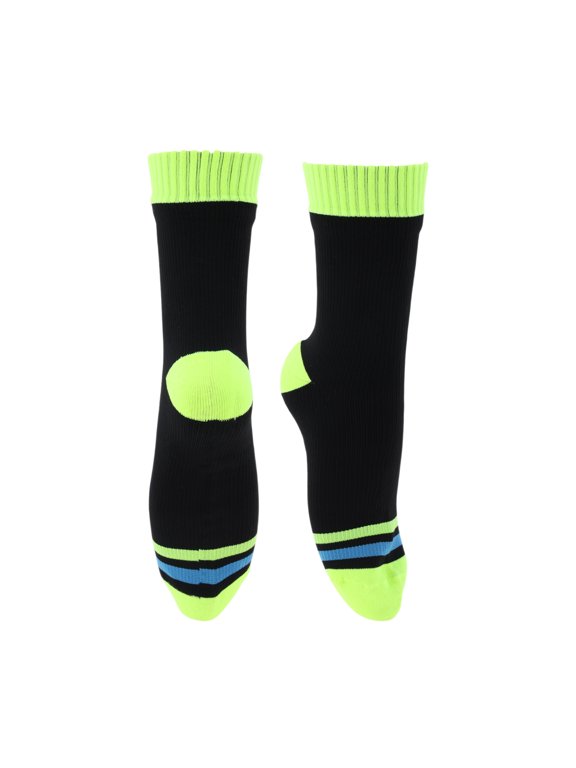 Cycling Socks Waterproof Breathable Anti-friction Outdoor Bike Socks Fluorescent Green Blue Black Size S35-38 1 Pair Striped Colorblock Pattern