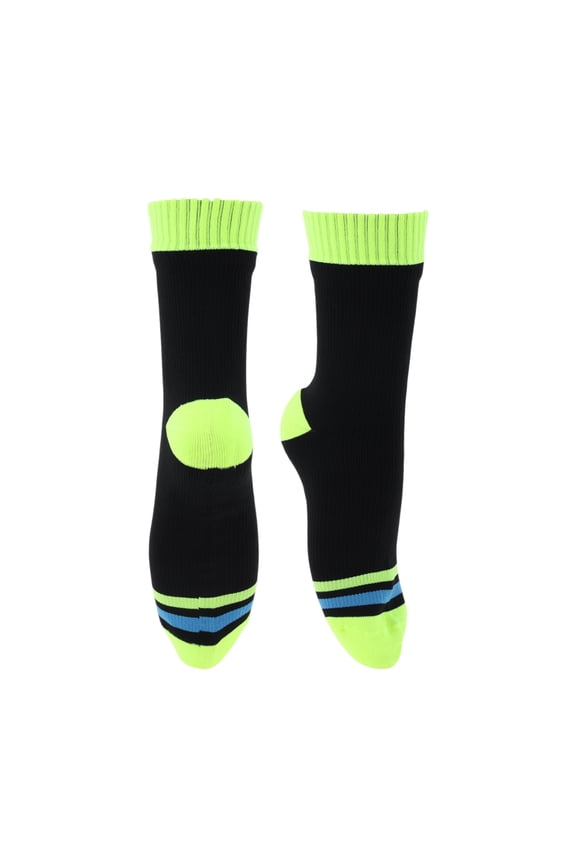 Cycling Socks Waterproof Breathable Anti-friction Outdoor Bike Socks Fluorescent Green Blue Black Size S(35-38) 1 Pair Striped Colorblock Pattern