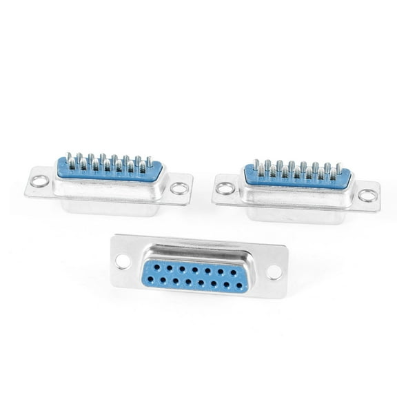 Unique Bargains DB-15 2 Row Straight D-Sub PCB Mounting Connector Female Plug 3Pcs