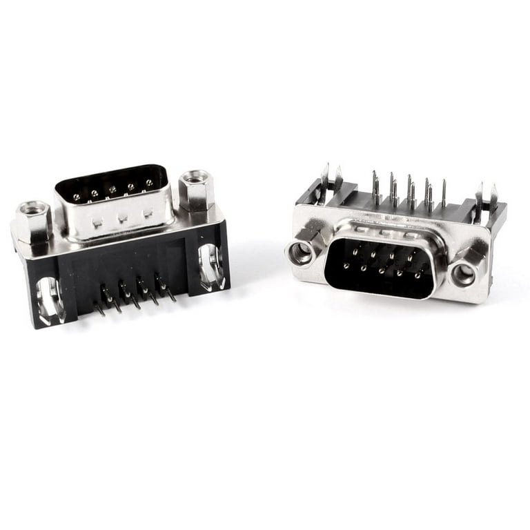 Unique Bargains DB9 9 Pin 2 Row Lock Screw 90 Degree Male Plug D