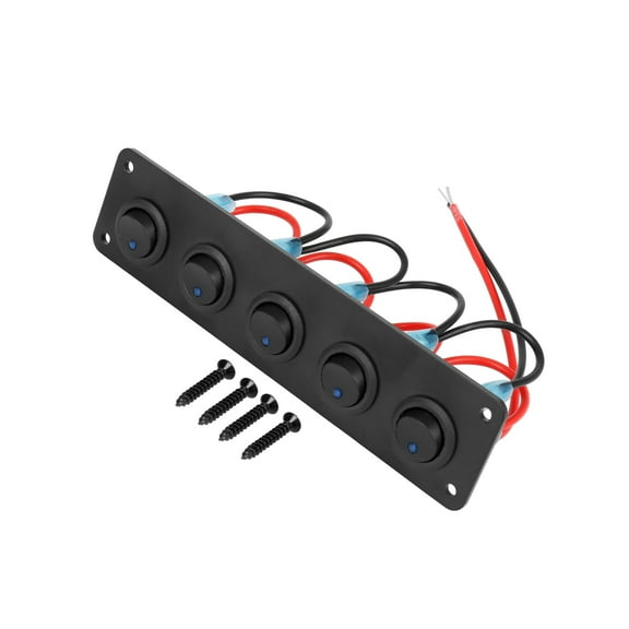 Unique Bargains DC 12V 20A Car 5 Gang 3 Pin Rocker Switch Panel Toggle Switches Universal