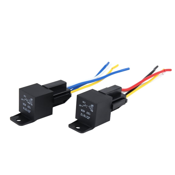 Unique Bargains DC 12V 40A SPST Auto Car Relay 4 Pin 4 Wires with Harness Socket Plug Black 2pcs