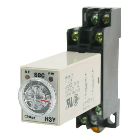 Unique Bargains DC 12V 8 Pins DPDT H3Y-2 0-60 Seconds Delay Power On Timer Time Relay w Base