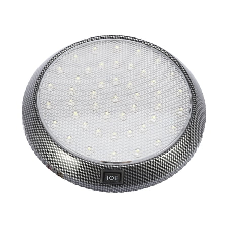 Unique Bargains DC 12V Car Interior Round Shape Dome Roof Ceiling White LED Switch Light Lamp