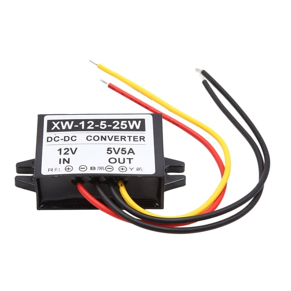 Unique Bargains DC 12V to 5V 5A 25W Car Step Down Reducer Power Supply Transformer