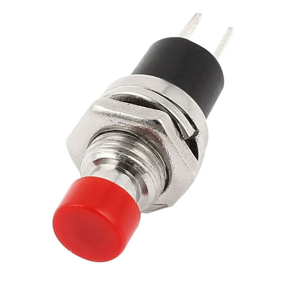Unique Bargains DC 24V 3A 2 Pin SPST Red Flat Head Push Button Switch Machine Tool