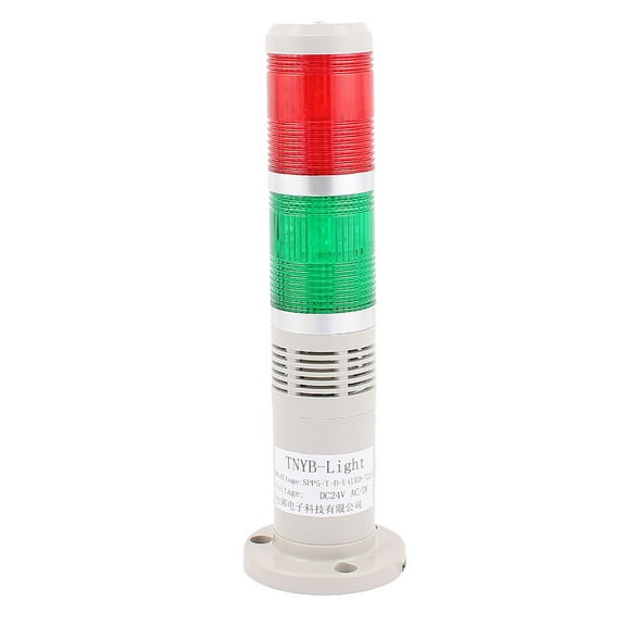 Unique Bargains DC 24V Red Green  Industrial Signal Tower Lamp Buzzer Warning Stack Light