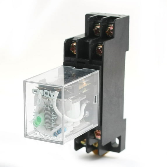 Unique Bargains DC12V 10A DPDT 8Pin Green Lamp Motor Control Power Relay w DIN Rail Socket