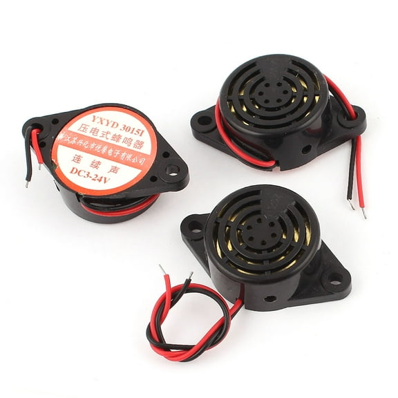 Unique Bargains DC3-24V 2 Wire Industrial Continuous Sound Electronic Alarm Buzzer 3PCS