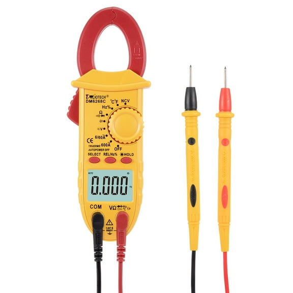 Unique Bargains DM6268C Mini Digital Multimeter Ammeter Voltage DCV Ohm Clamp Meter