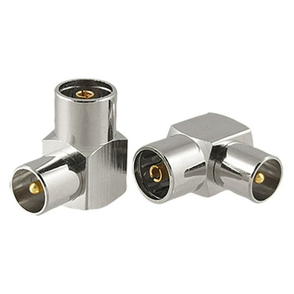 Unique Bargains DVB-T TV PAL Female to Male Right Angle RF Adapter Connector 2 Pieces
